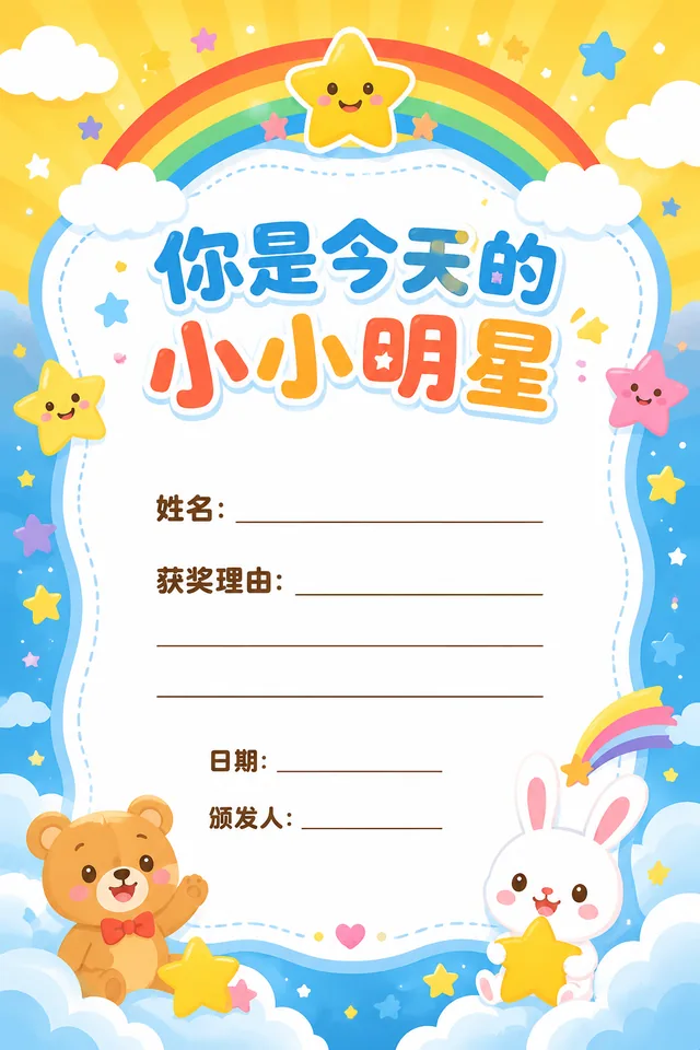 小小明星奖状