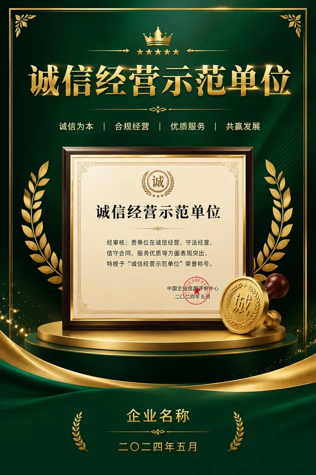 企业荣誉证书