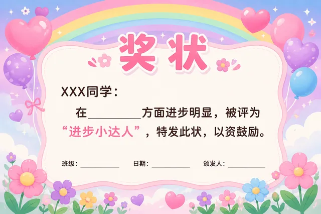 彩虹进步表扬