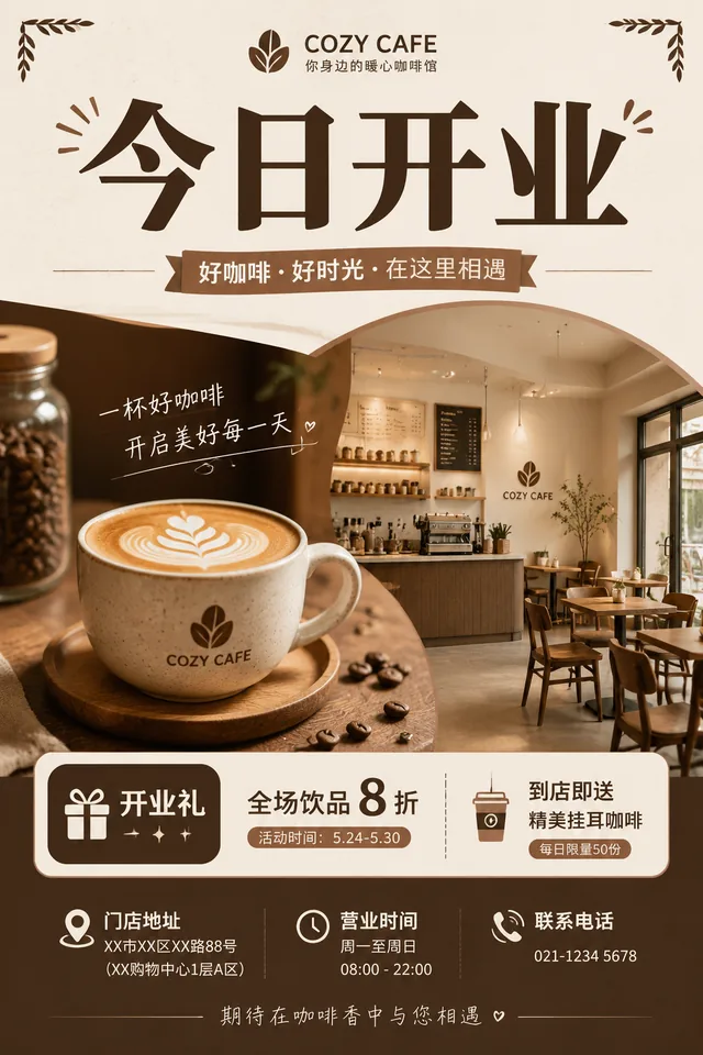 咖啡店开业海报